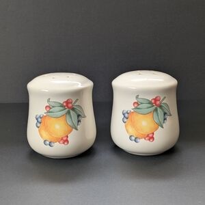 Vintage Corelle Coordinates Abundance Stoneware Salt & Pepper Shakers Fruit
